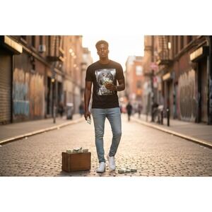 Fly Supply Mens Black Graphic T Shirt 2X "When Money Talks People Listen" Print‎